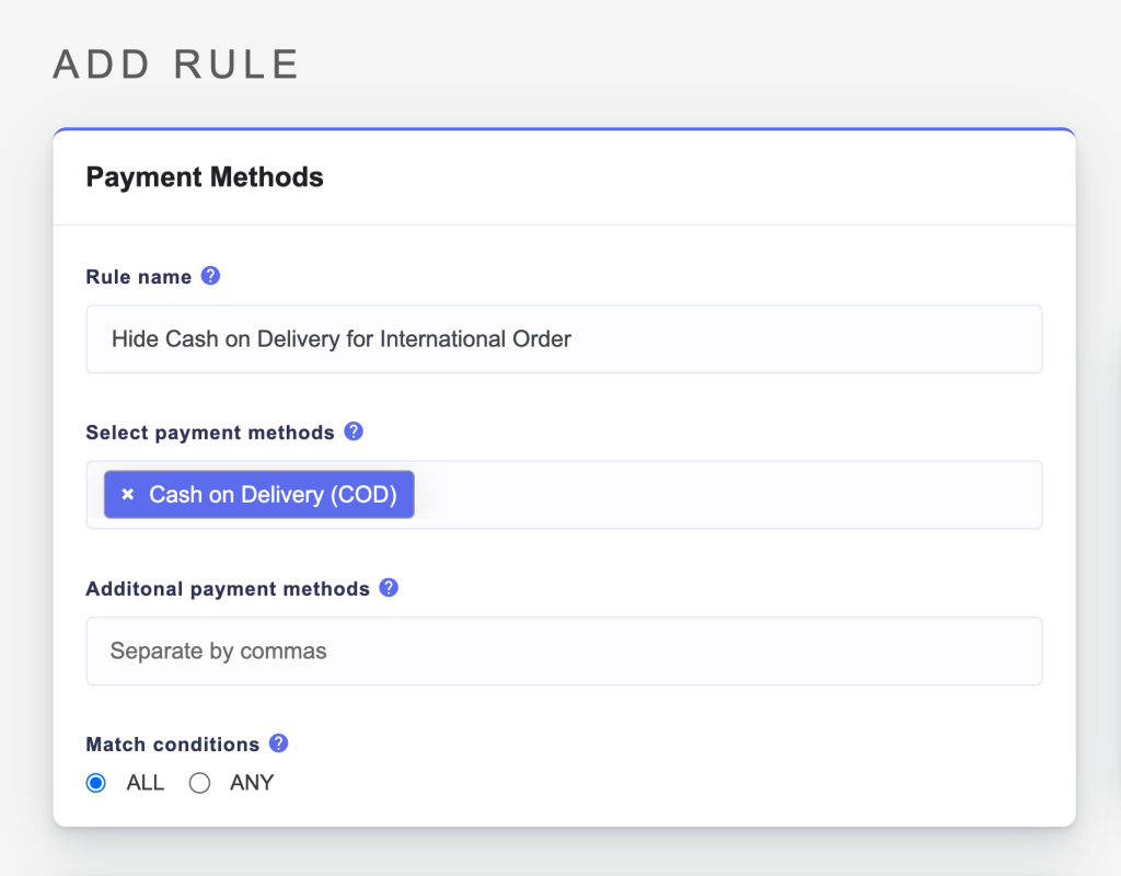 Hide Shopify Cash on Delivery using PayRules